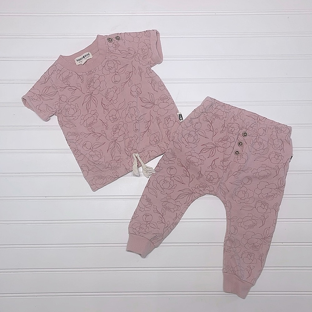 RABBIT BEAR 100% Organic Cotton Girls Sweatshirt Joggers Matching Set